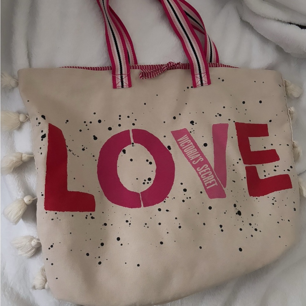 Victoria's Secret Pink and Cream LOVE Tote